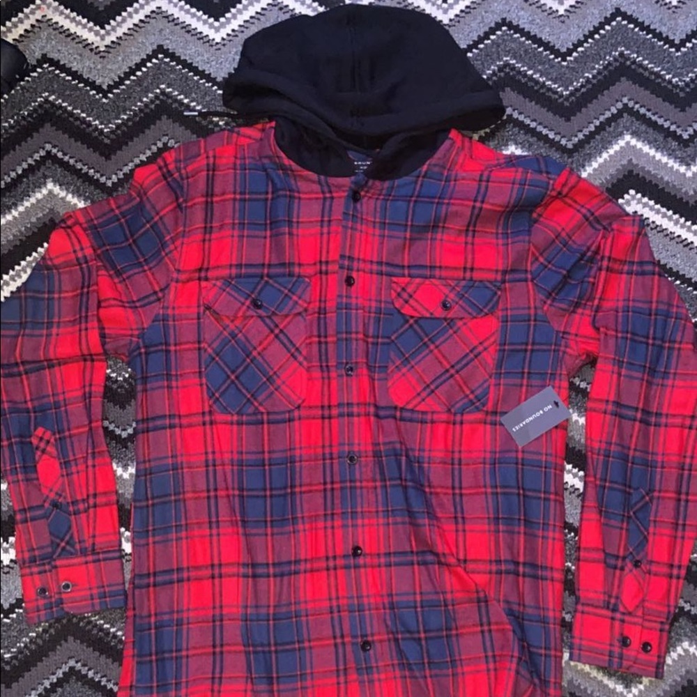 No Boundaries Long Sleeve Flannel Hoodie
